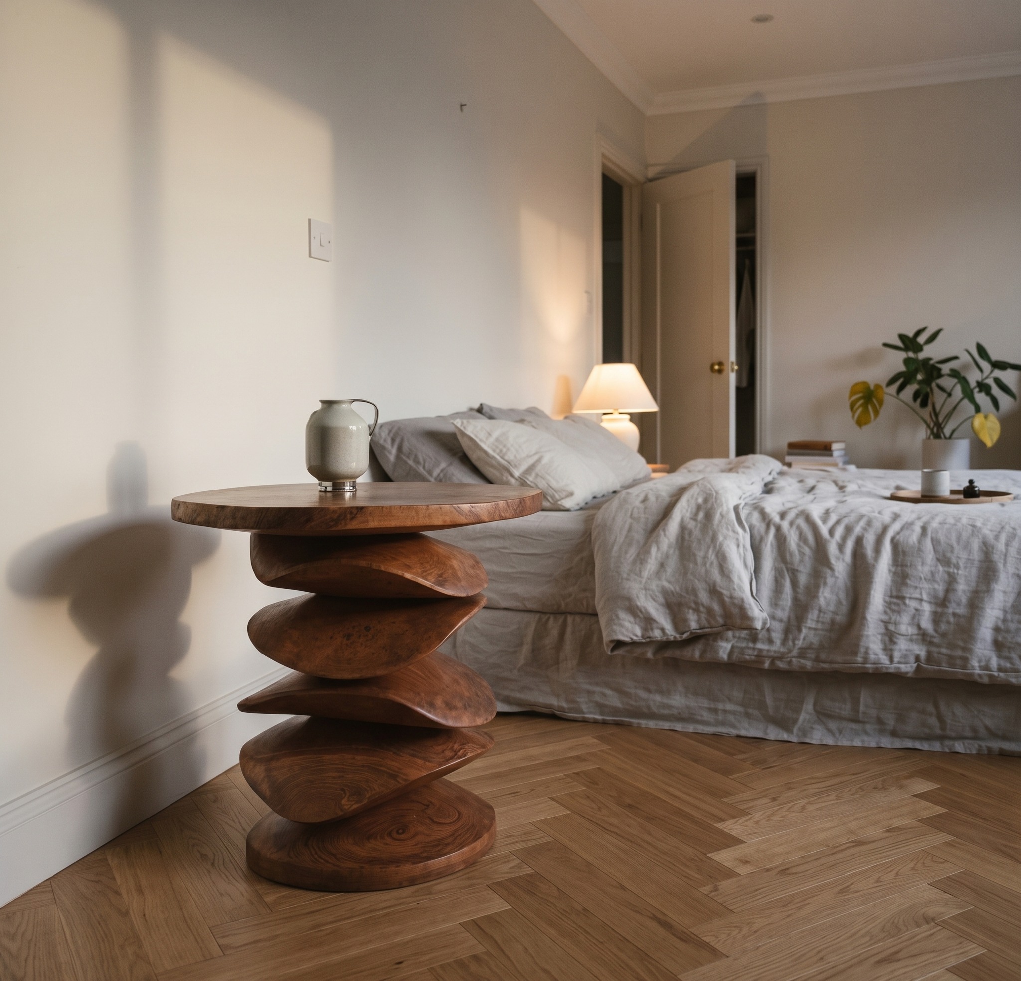 Sculptural Side Table for Living Room Corner or Balcony
