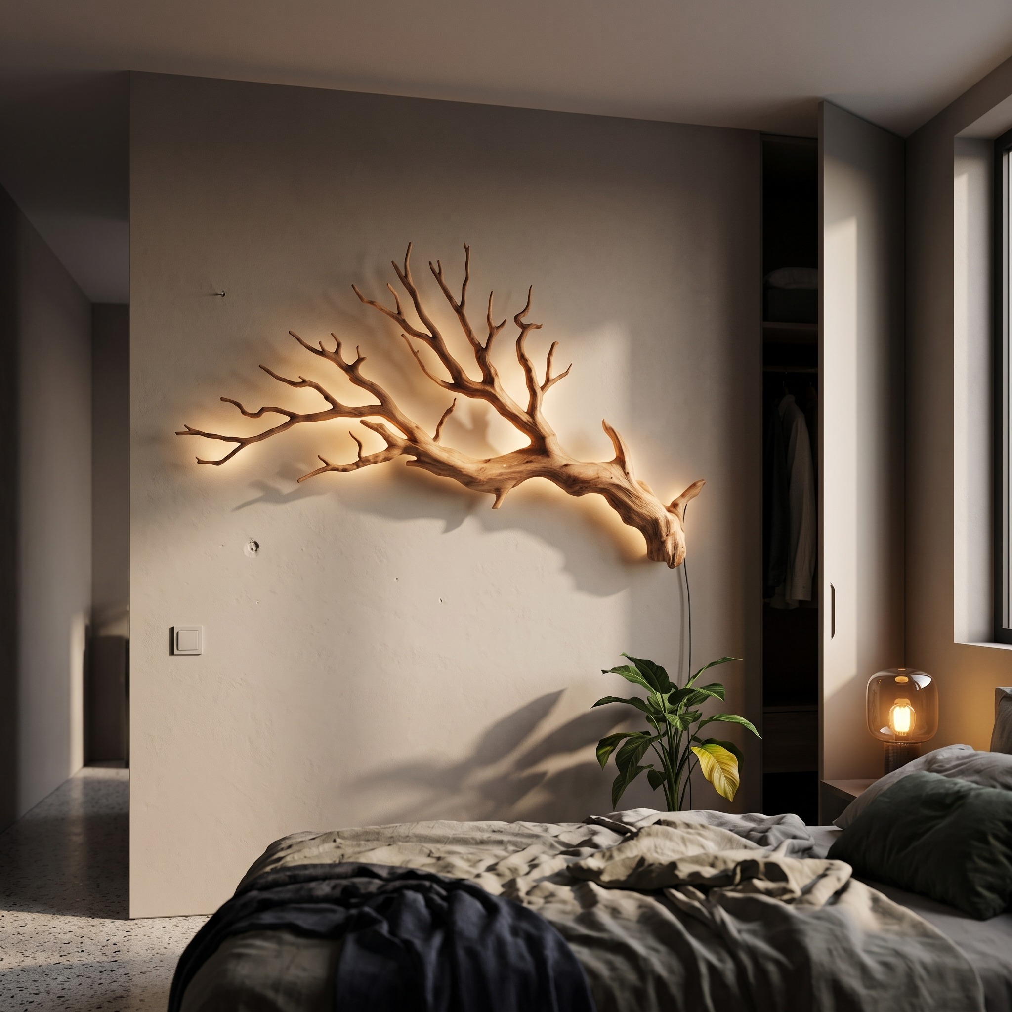 Sculptural Wall Light with Nature Inspired Tree Branch Design for Entryway