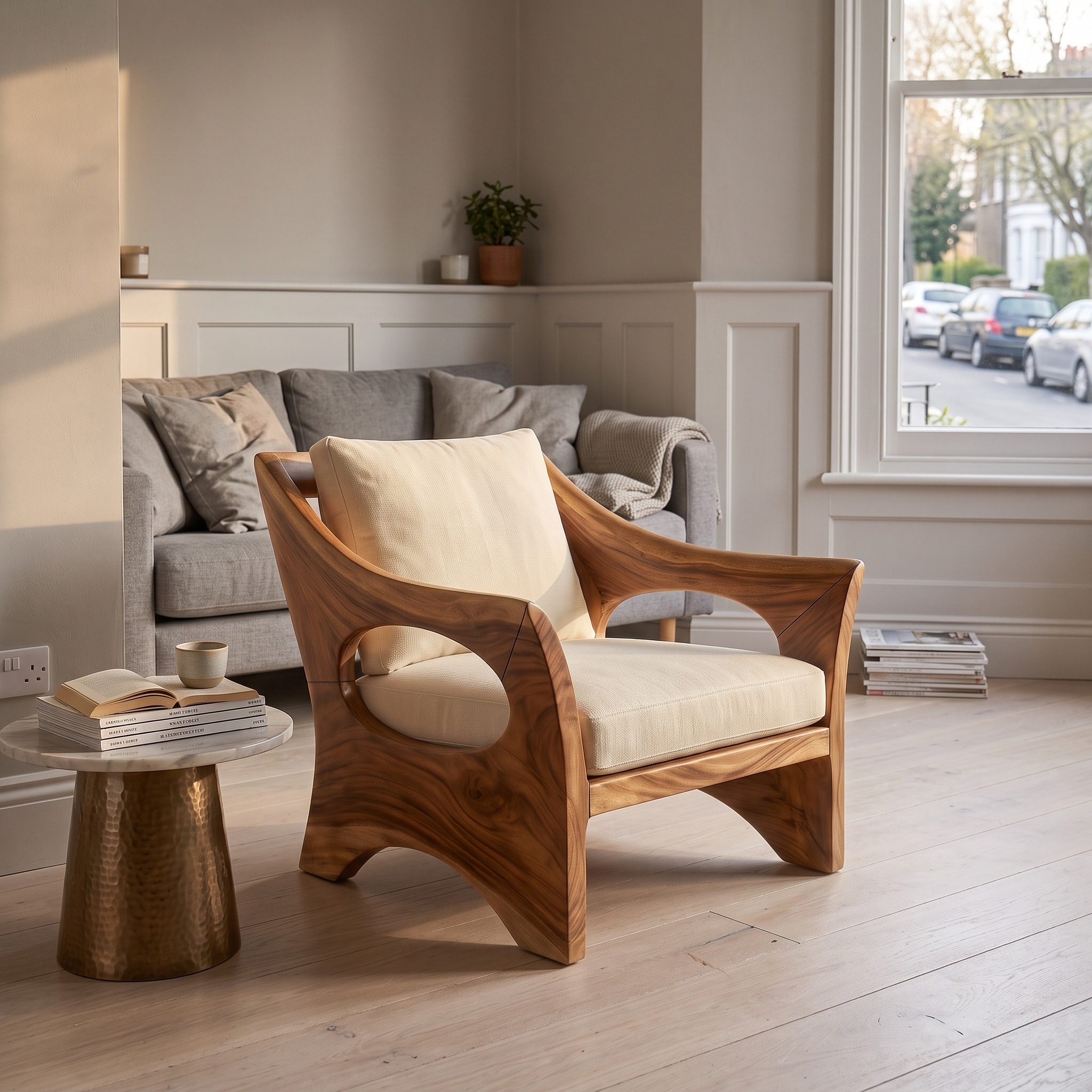 Sculptural Wooden Rocking Chair Modern Villa Interior