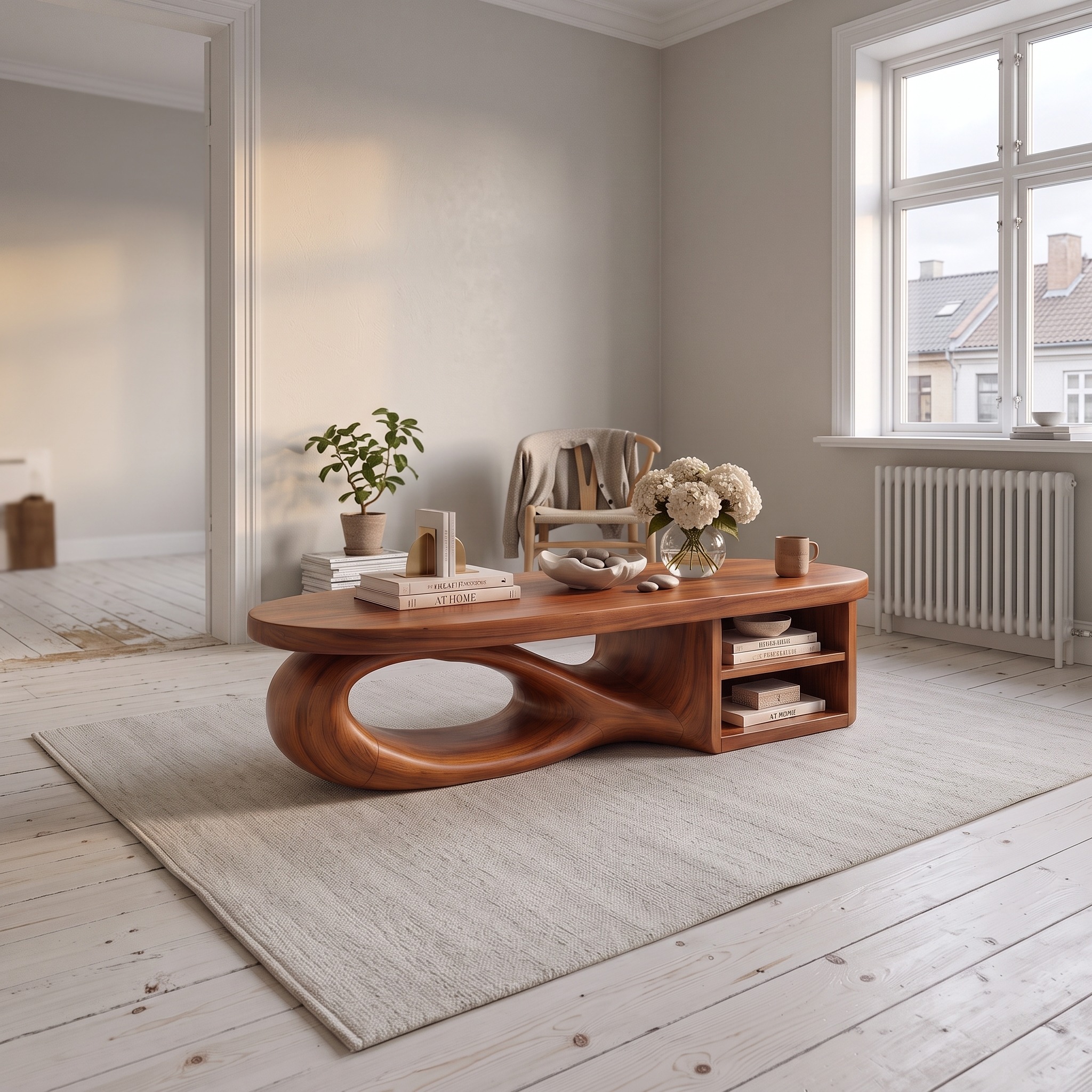 Small Coffee Table with Soft Oval Top for Apartment Living Room