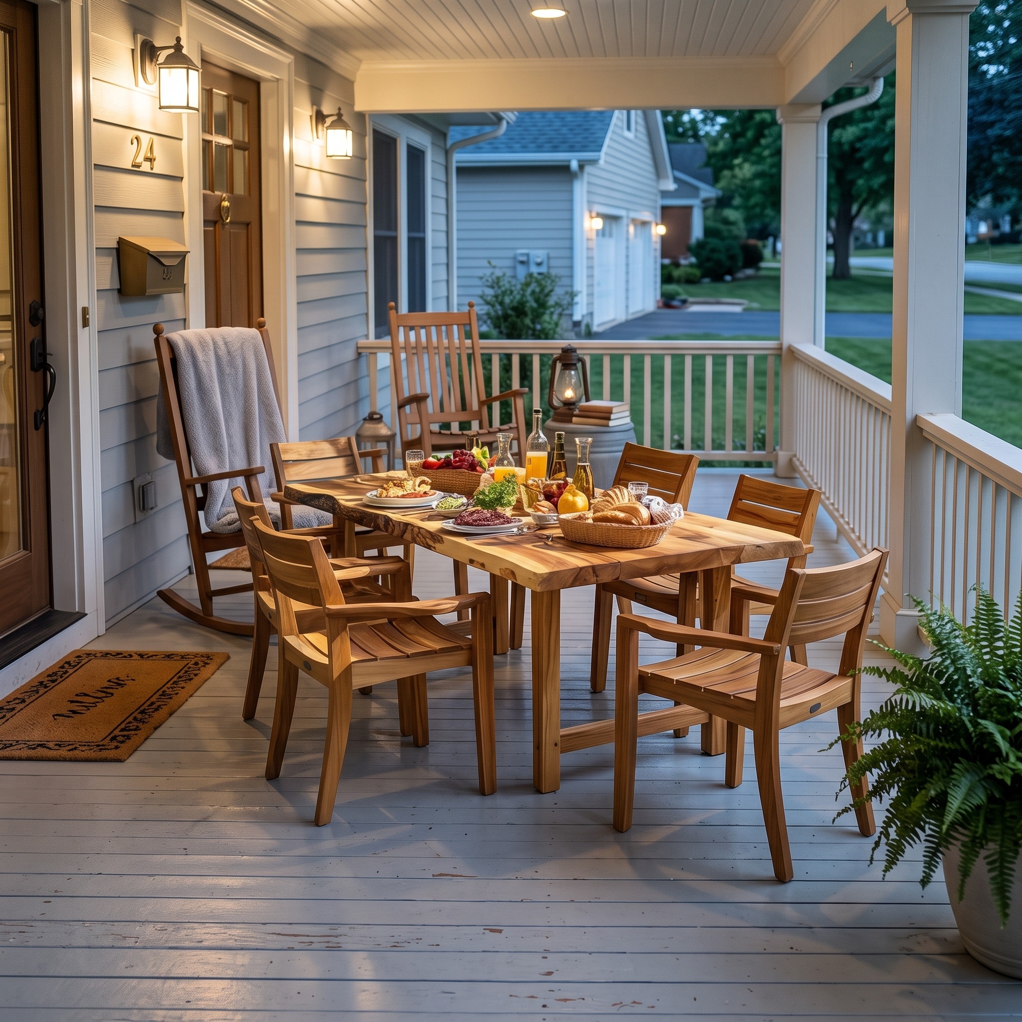 Solid Wood Dining Set Custom Rustic Table Garden Home Decor Gift