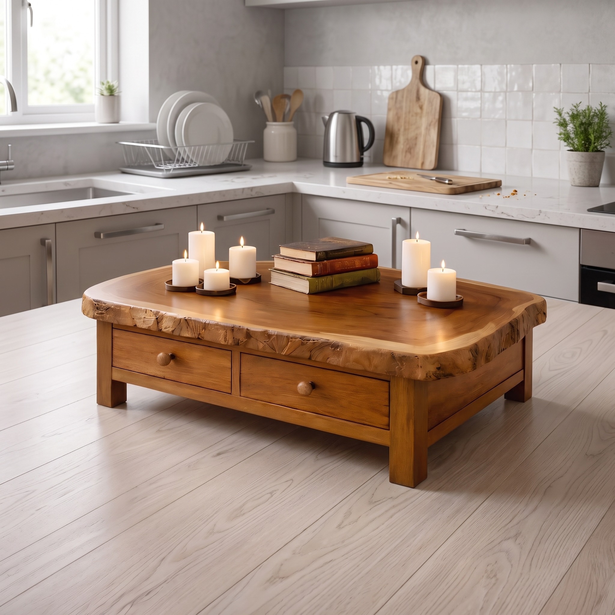 Solid Wood Storage Coffee Table Functional Modern Living Room Interior