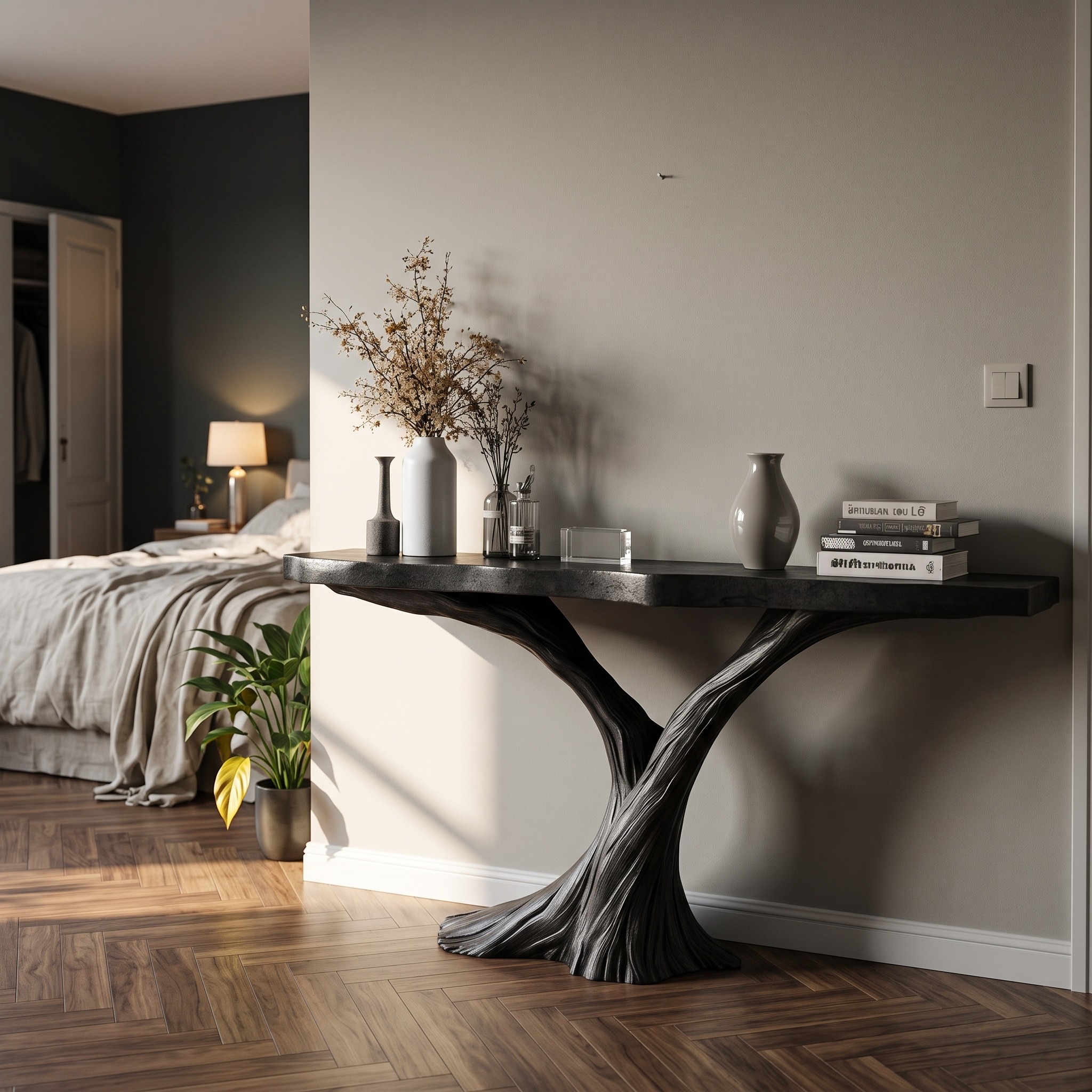 Space Saving Wood Console Table for a Practical Entryway Solution