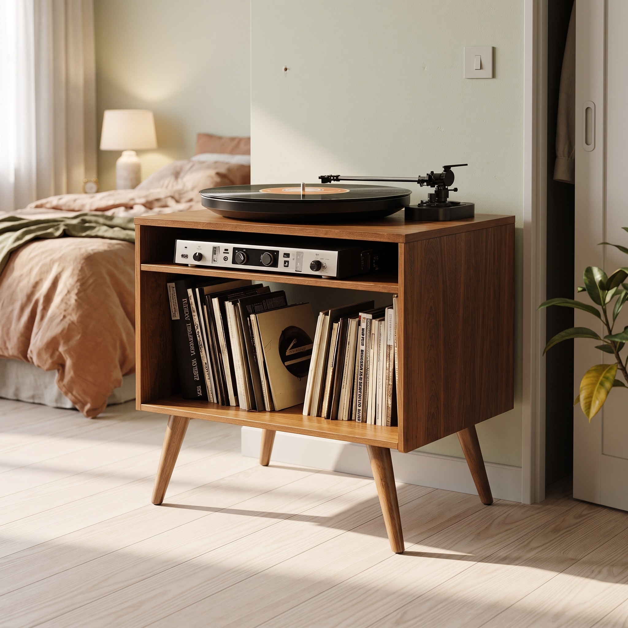 Spacious Record Player Stand for Living Room, Bedroom, Office